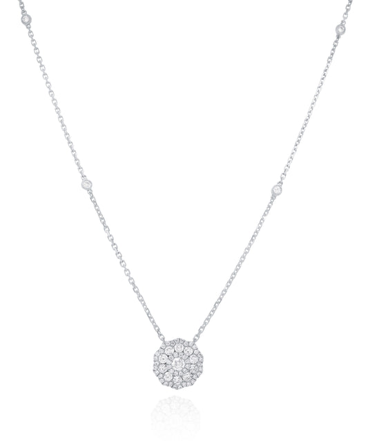 Diamond Cluster Flower Necklace