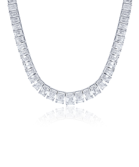 Elite Emerald Cut Diamond Tennis Necklace