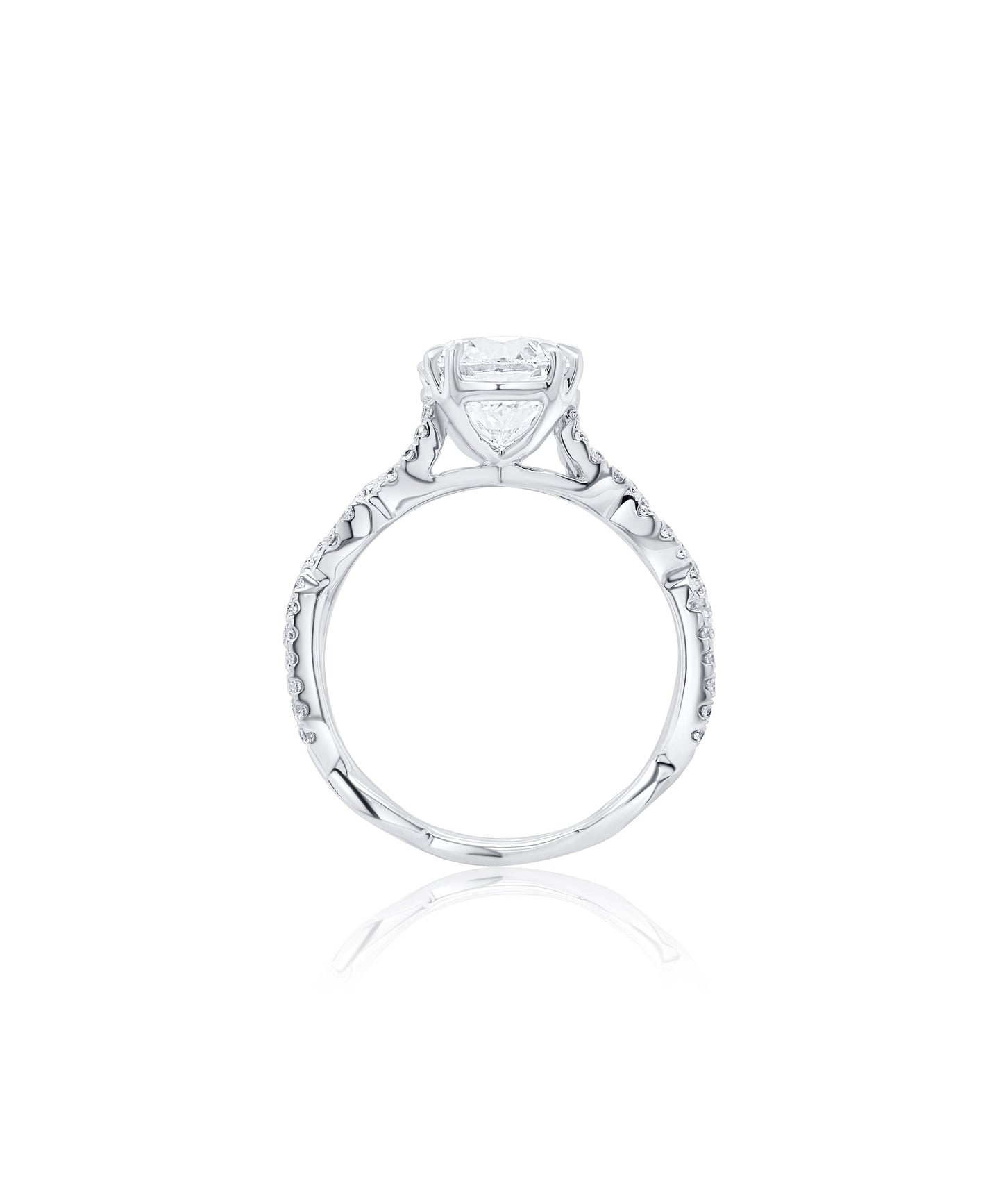 Round Brilliant Cut with Cathedral Diamond Pave Band