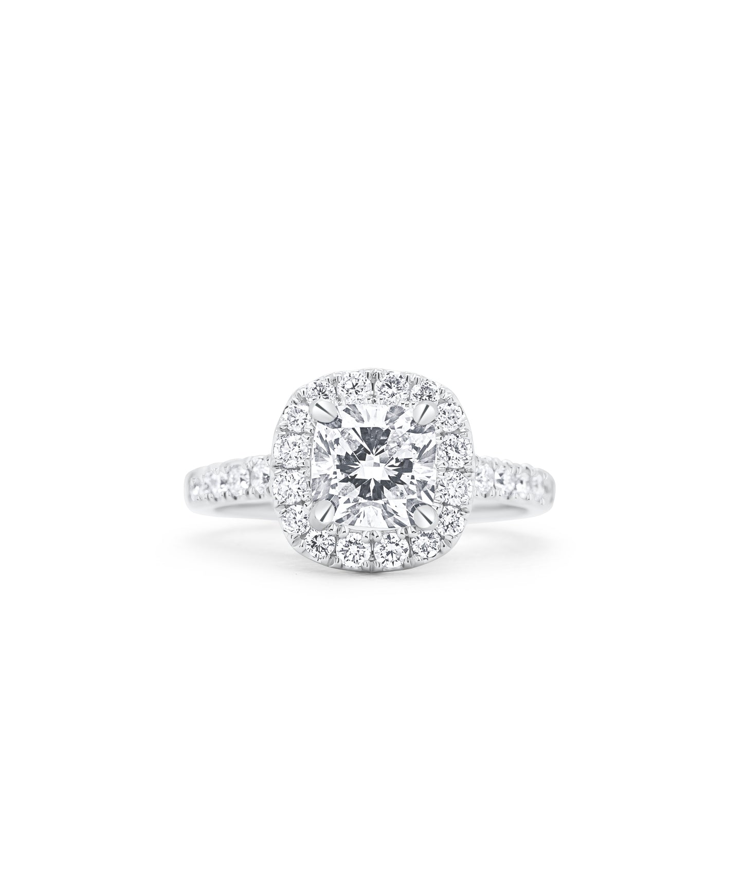 Classic Cathedral with Cushion Cut and Diamond Halo