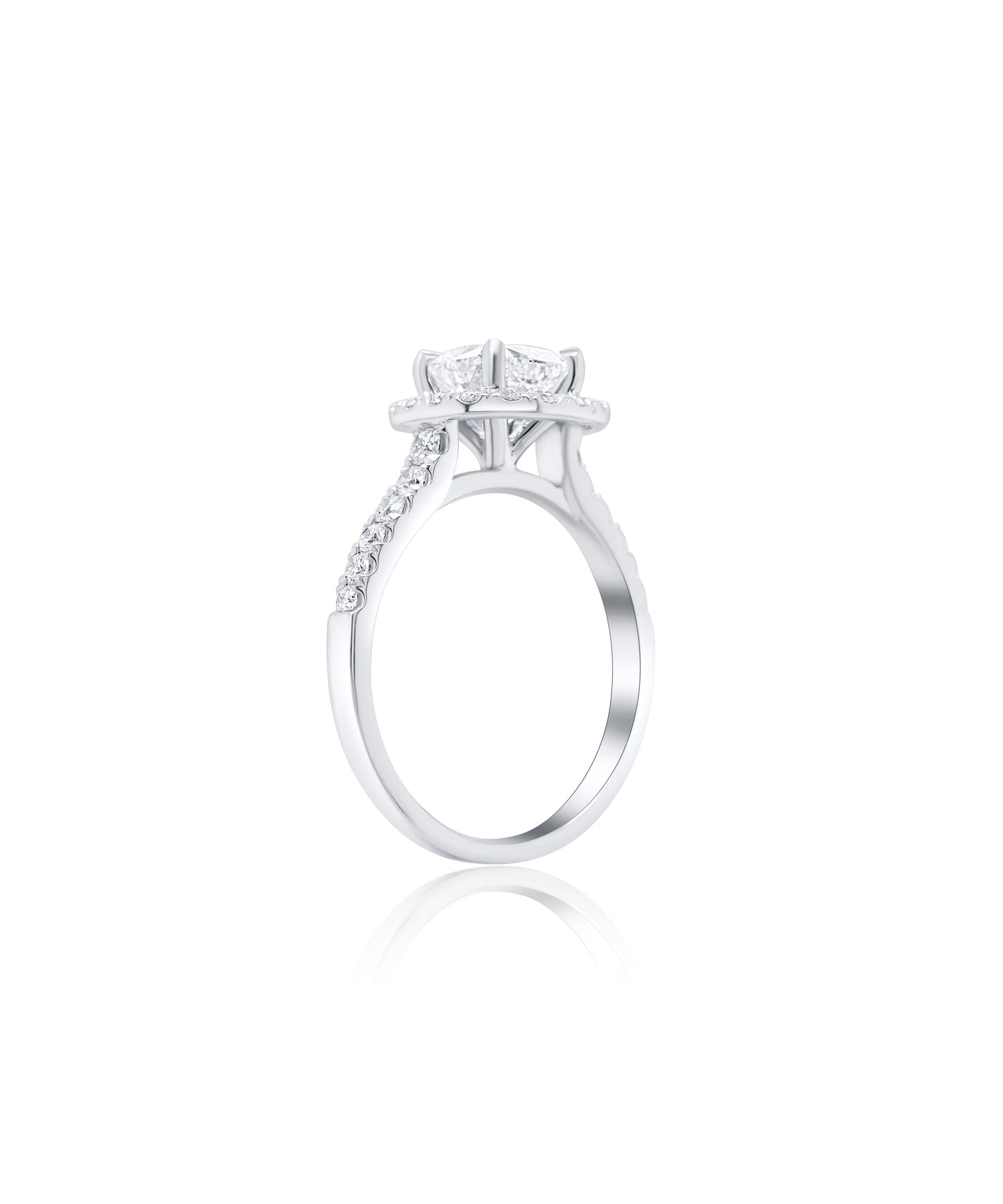Classic Cathedral with Cushion Cut and Diamond Halo