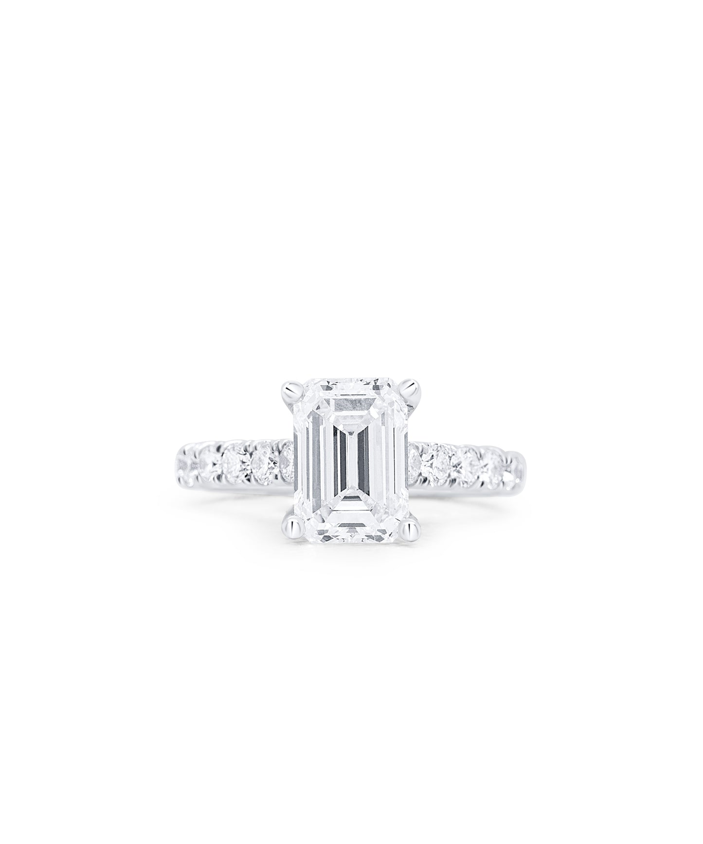 Emerald Cut with Pave Diamond Band