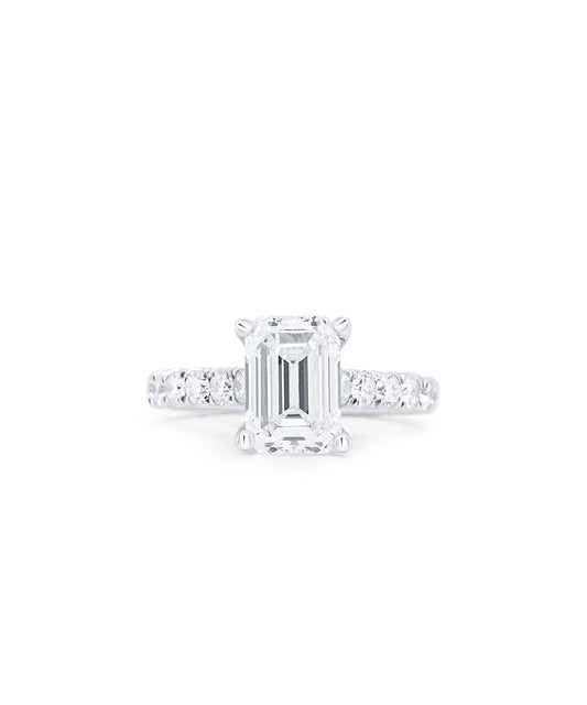 Emerald Cut with Pave Diamond Band