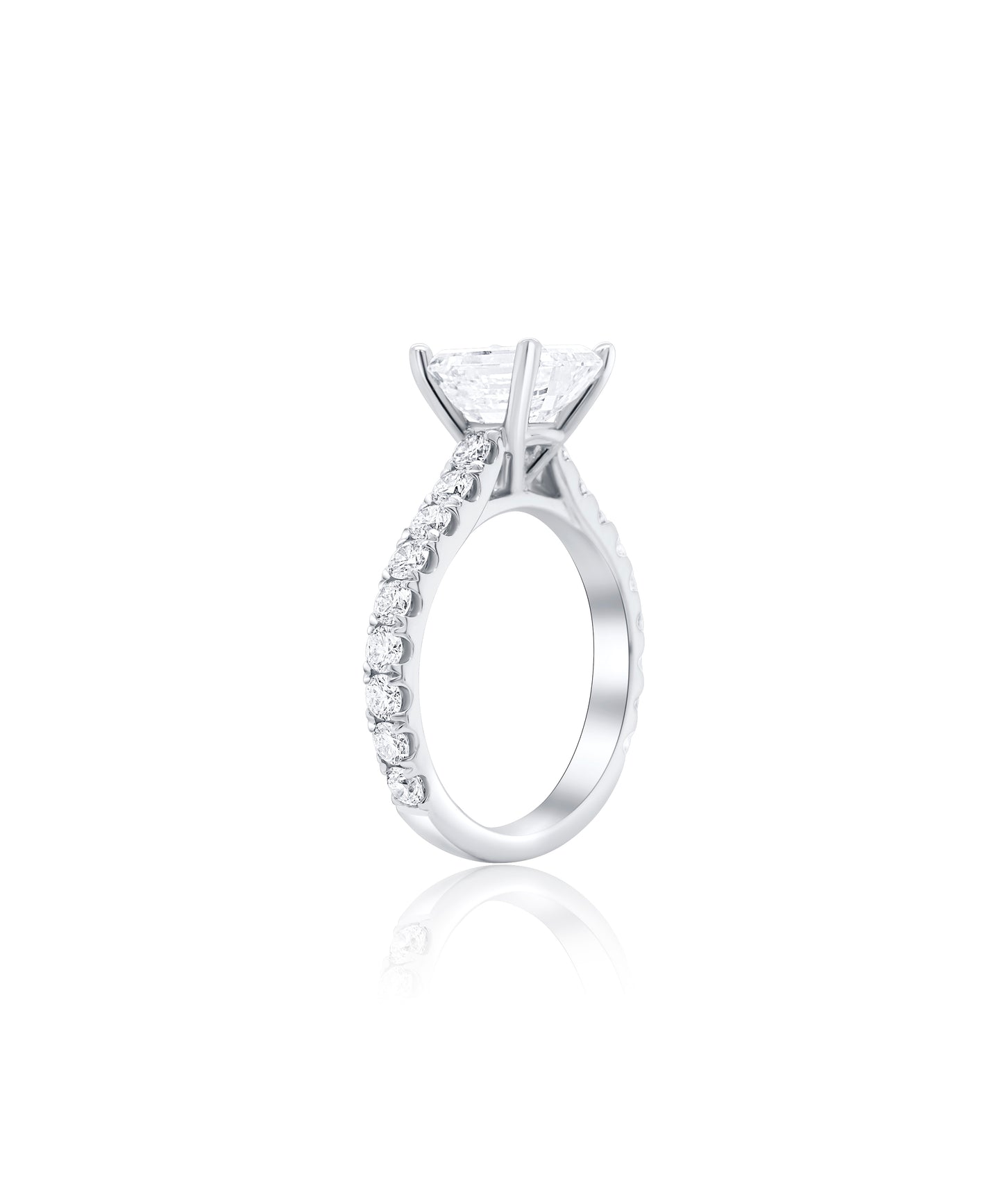 Emerald Cut with Pave Diamond Band
