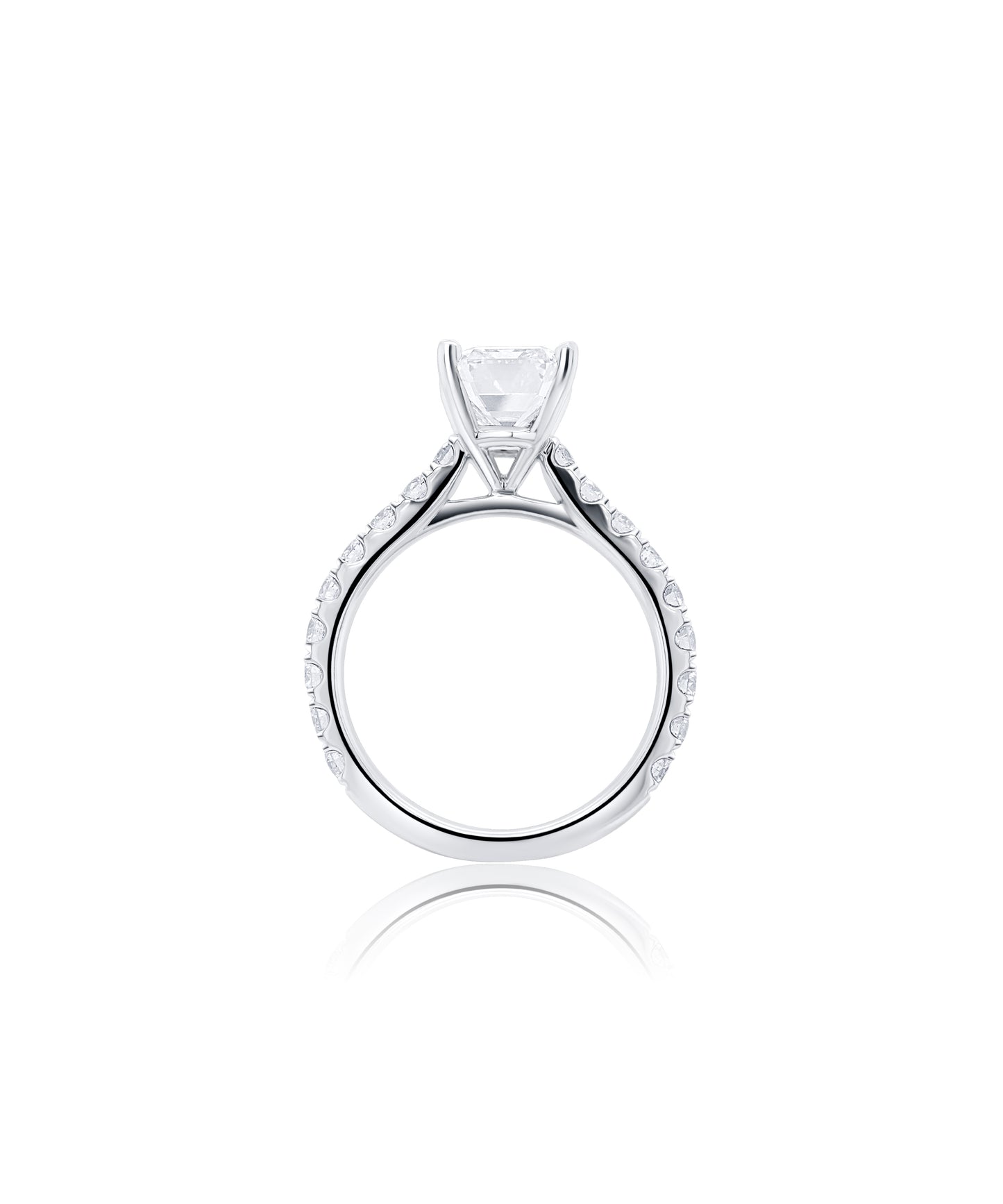 Emerald Cut with Pave Diamond Band