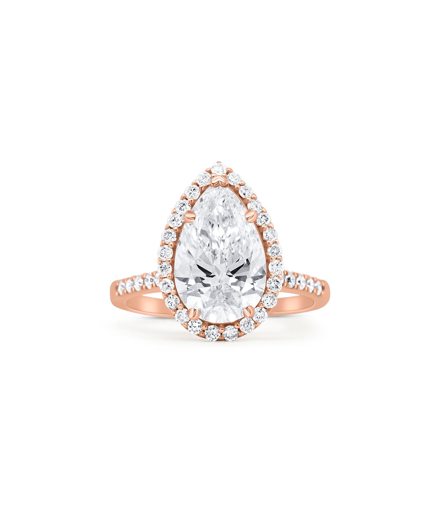 Pear Cut with Diamond Halo and Cathedral Pave