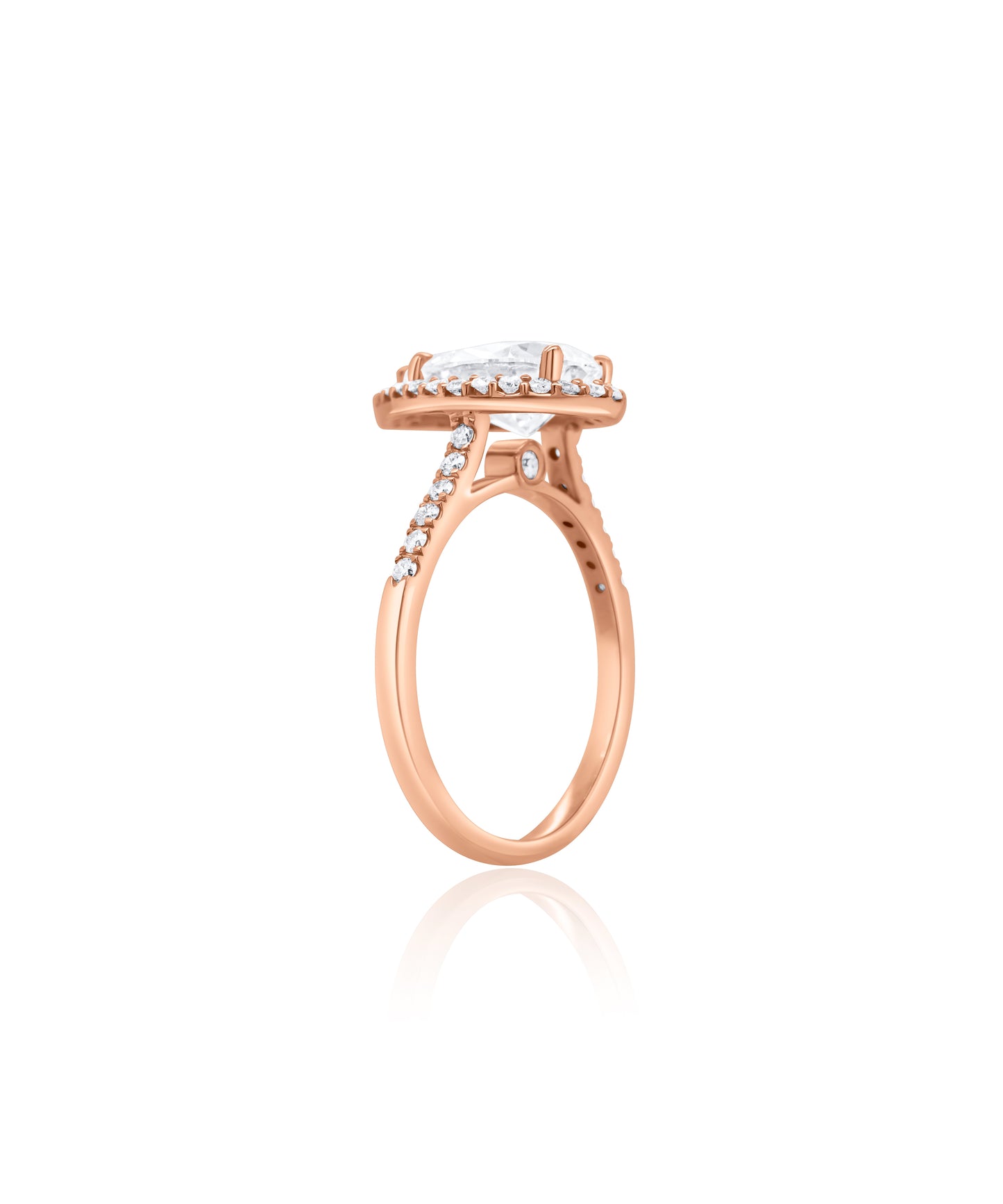 Pear Cut with Diamond Halo and Cathedral Pave