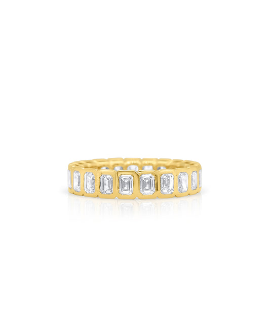 Emerald Cut Bezel Set Eternity Band