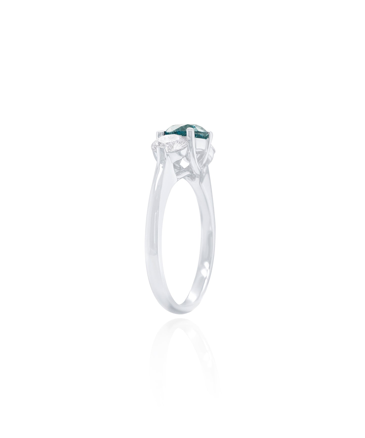 Blue Diamond Three Stone Ring
