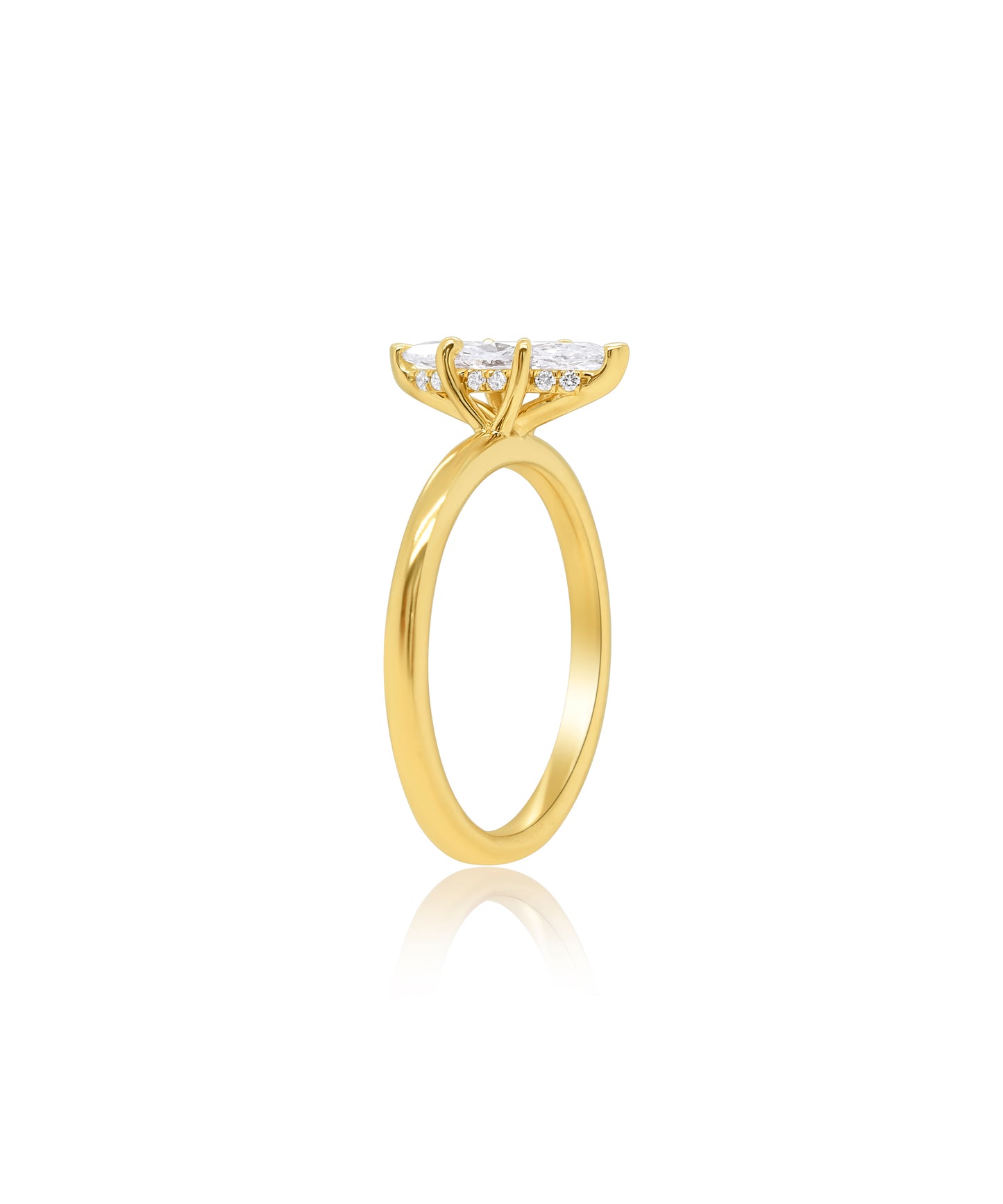 Hidden Halo Marquise with Feather Band