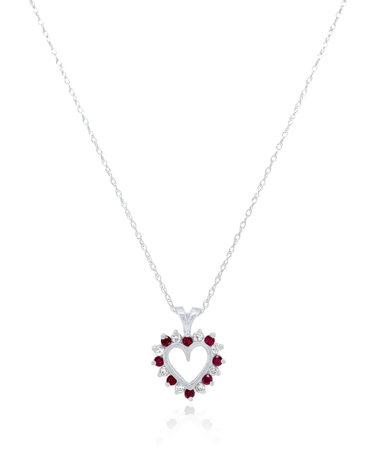 Ruby and Diamond Heart Necklace