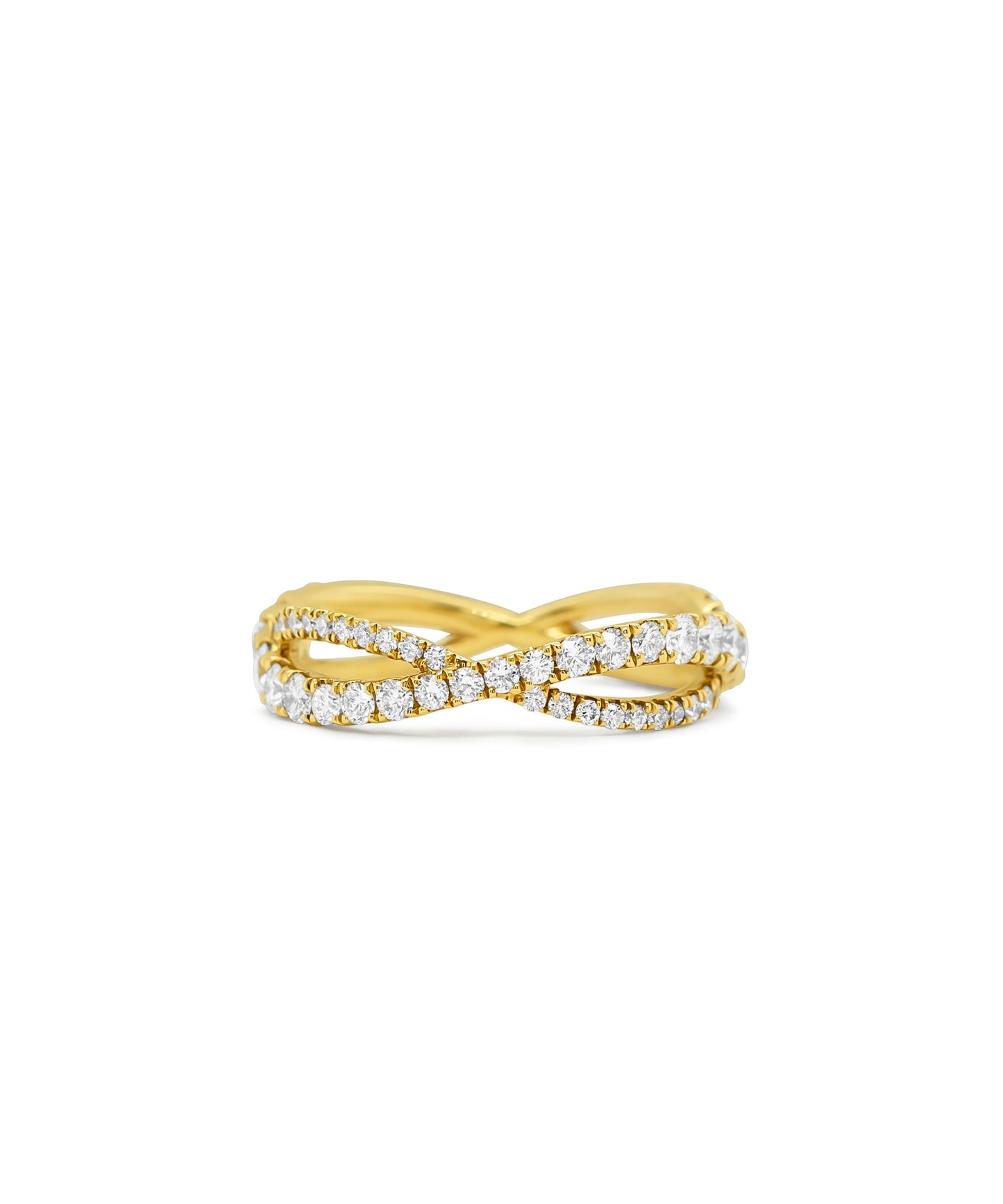 Modern Twist Diamond Infinity Band- Yellow Gold