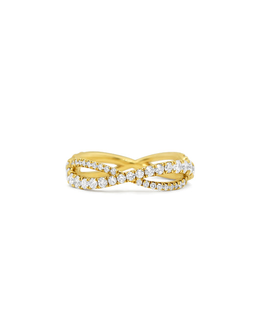 Modern Twist Diamond Infinity Band- Yellow Gold