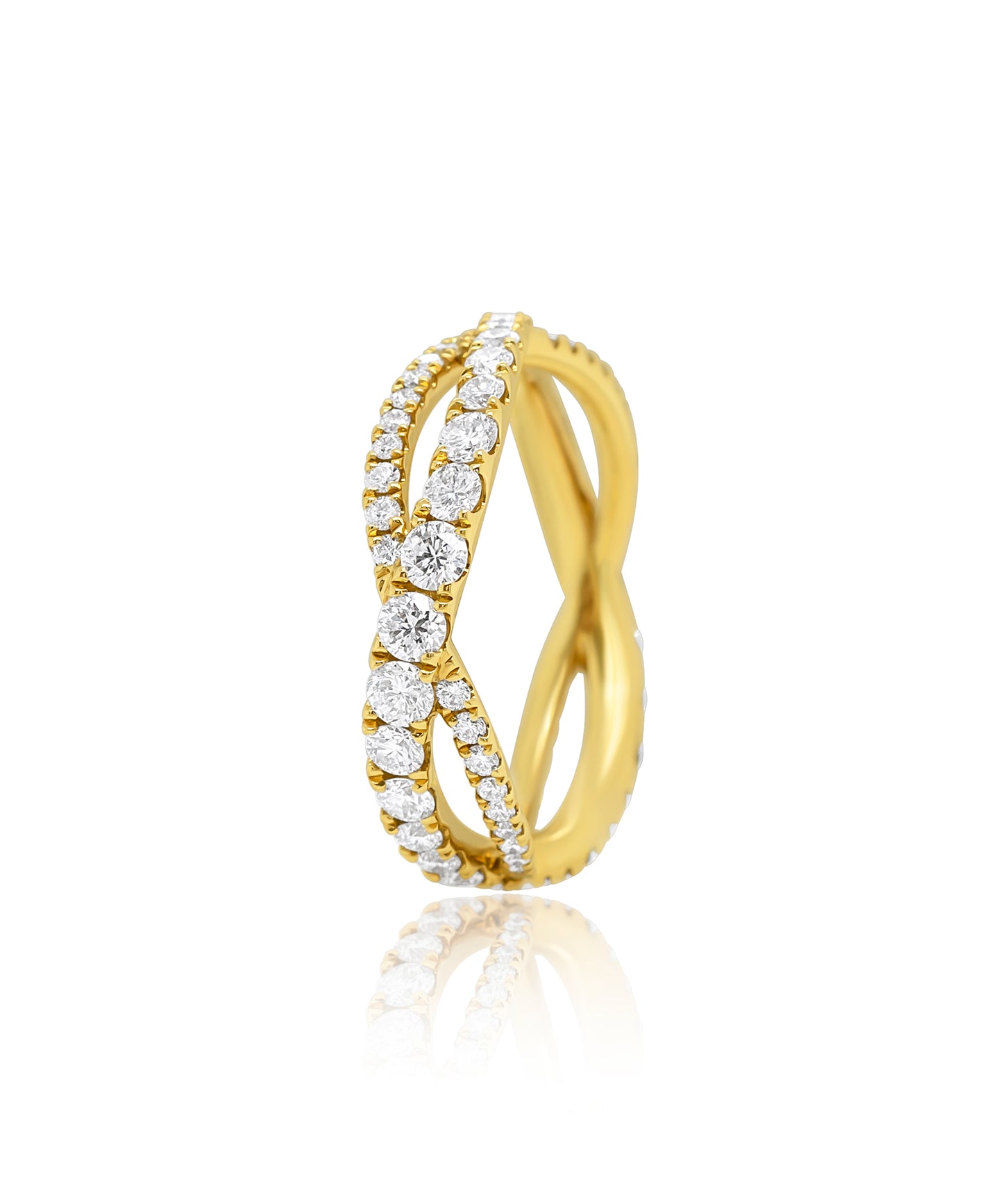 Modern Twist Diamond Infinity Band- Yellow Gold