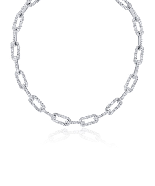 Paper Clip Link Diamond Necklace