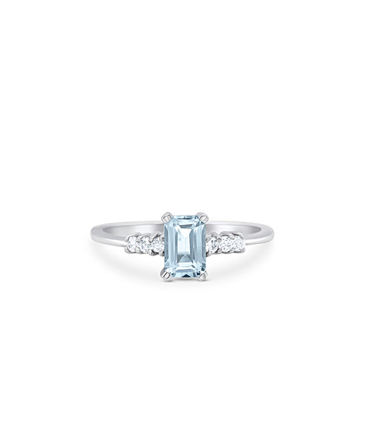 Serene Elongated Aquamarine Ring