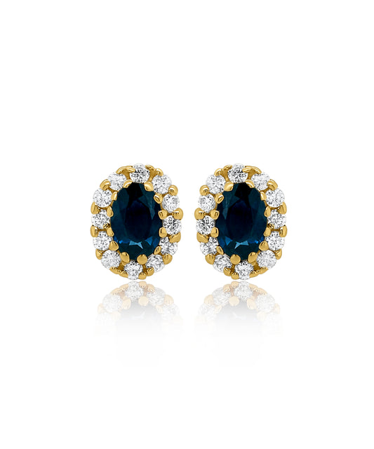 Elongated Sapphires with Diamond Halo