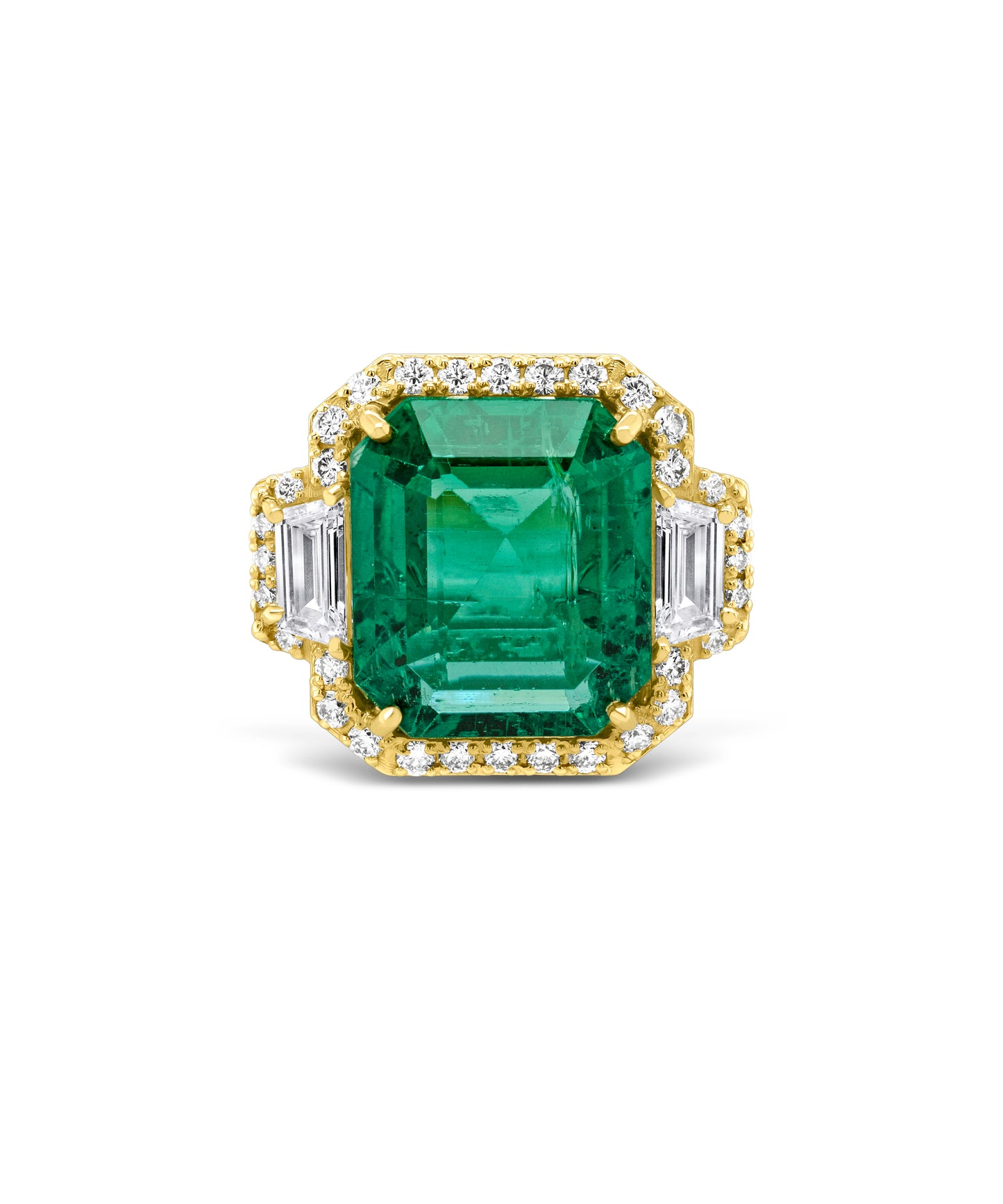 Three Stone Emerald Cocktail Ring