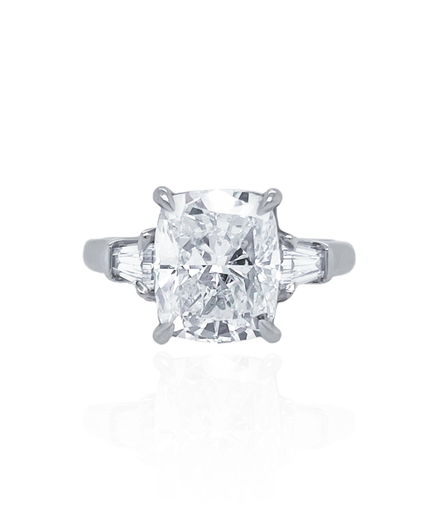 3.72ct Elongated Cushion with Tapered Baguettes