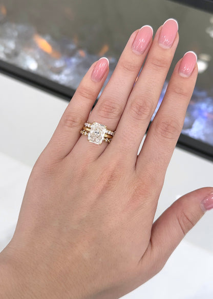 Petal Setting with 4.75ct Radiant Cut and Feather Band