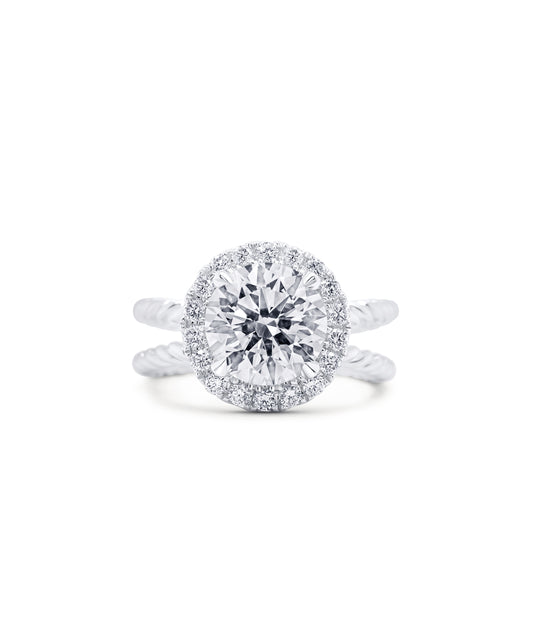 Round Brilliant Cut with Diamond Halo and Eternal Rope Band