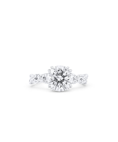 Round Brilliant Cut with Cathedral Diamond Pave Band