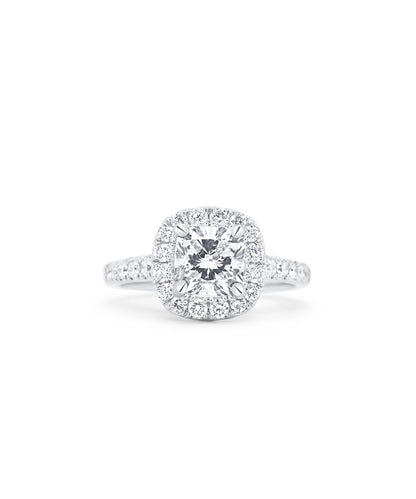 Classic Cathedral with Cushion Cut and Diamond Halo