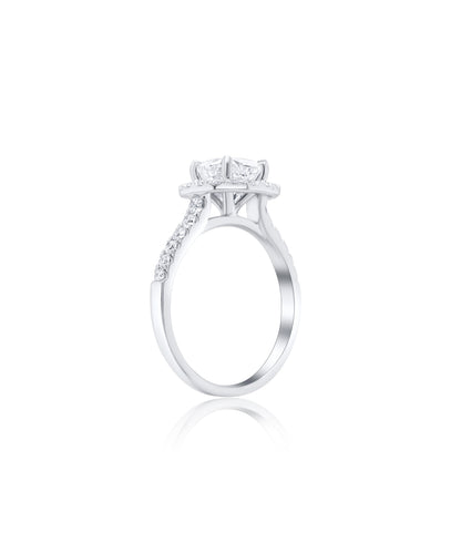 Classic Cathedral with Cushion Cut and Diamond Halo