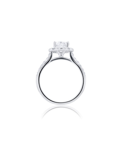 Classic Cathedral with Cushion Cut and Diamond Halo