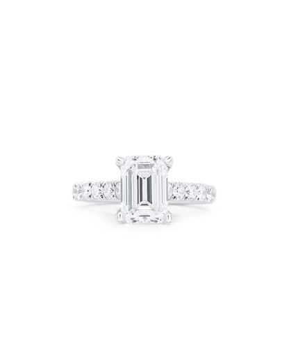 Emerald Cut with Pave Diamond Band