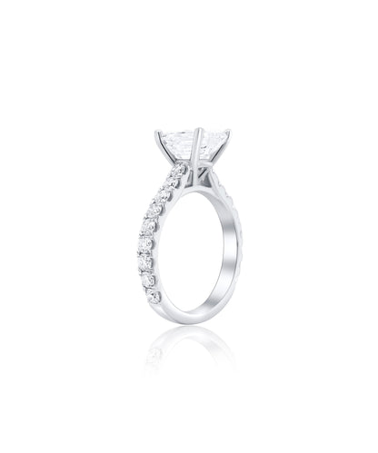 Emerald Cut with Pave Diamond Band