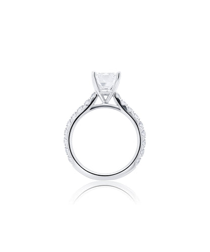 Emerald Cut with Pave Diamond Band