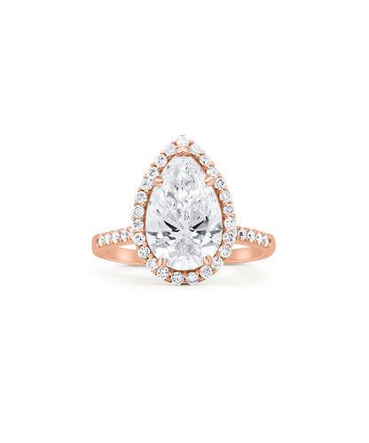 Pear Cut with Diamond Halo and Cathedral Pave
