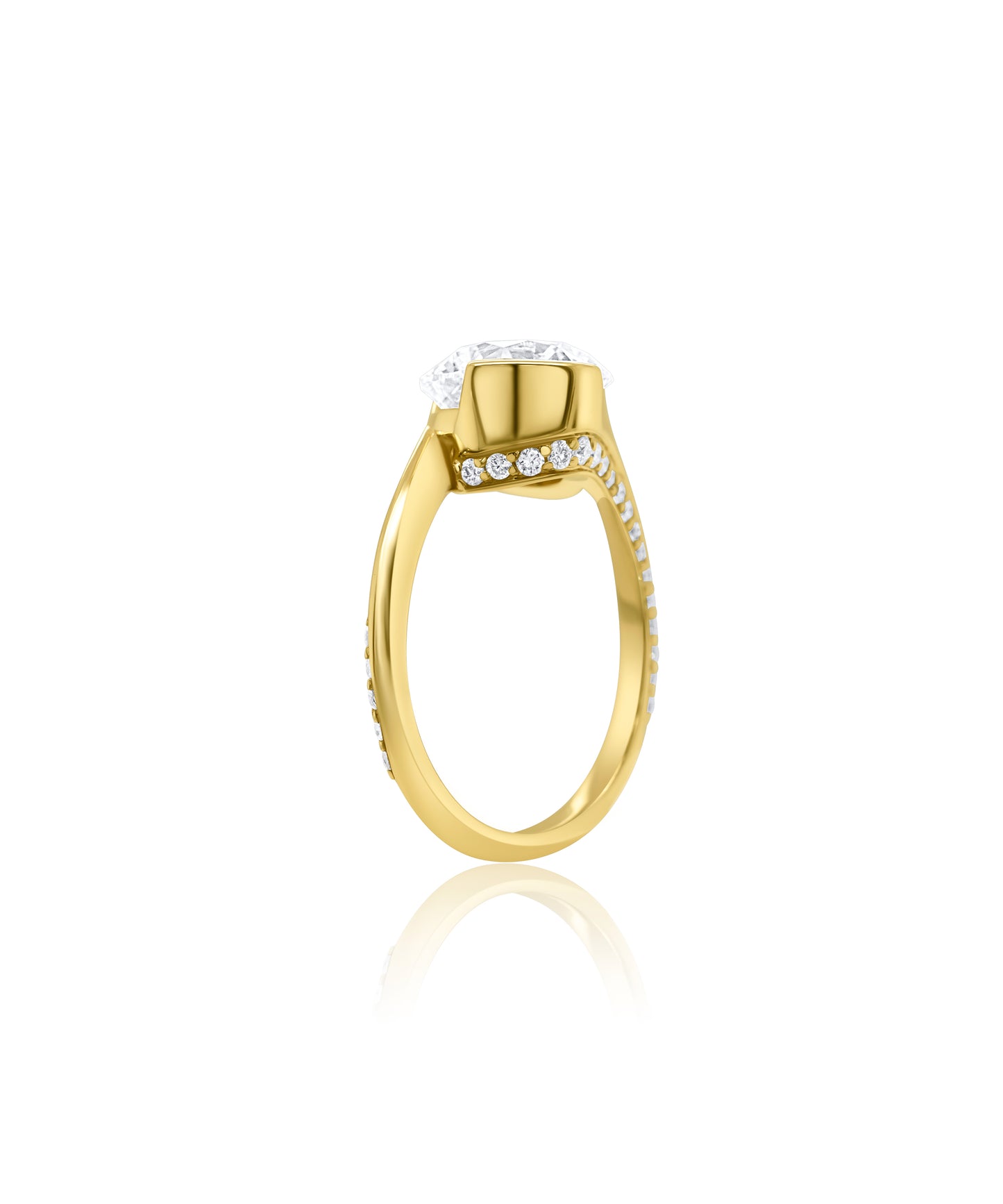 Yellow Gold Diamond Swoop Ring