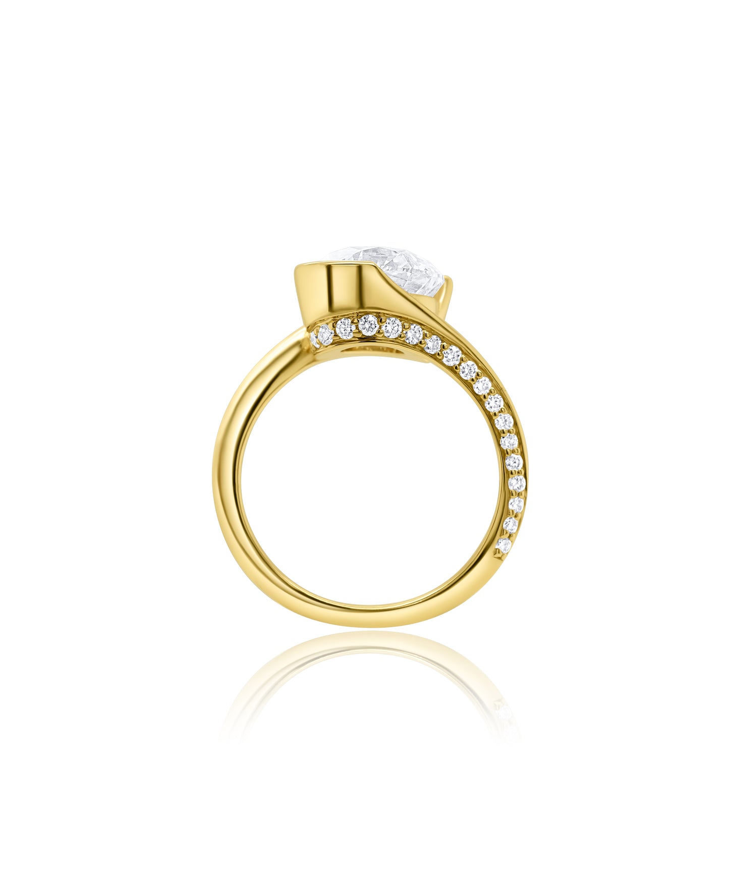 Yellow Gold Diamond Swoop Ring