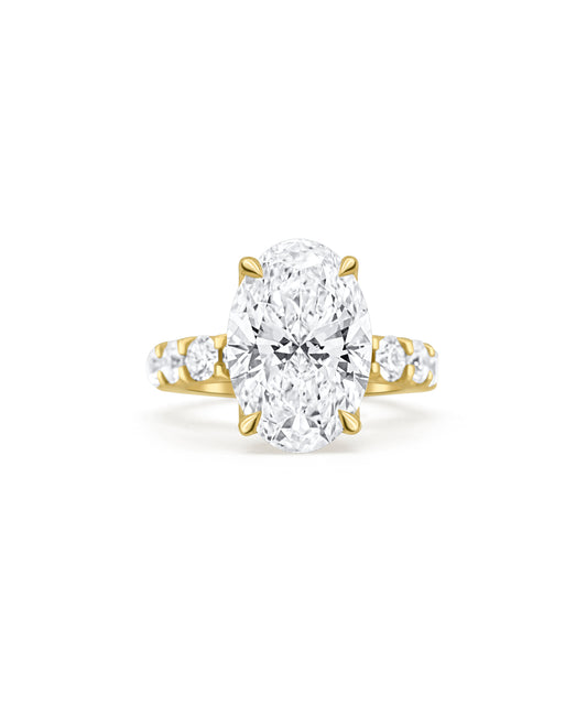 Petal Setting with Oval Cut and Pave Diamond