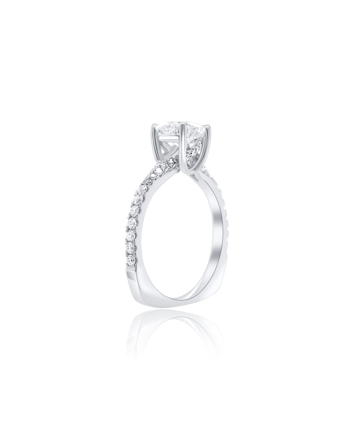 East West Oval Cut with Pave Diamond Band