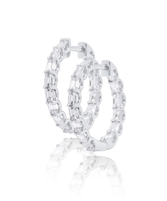 Emerald Cut Inside Outside Hoops