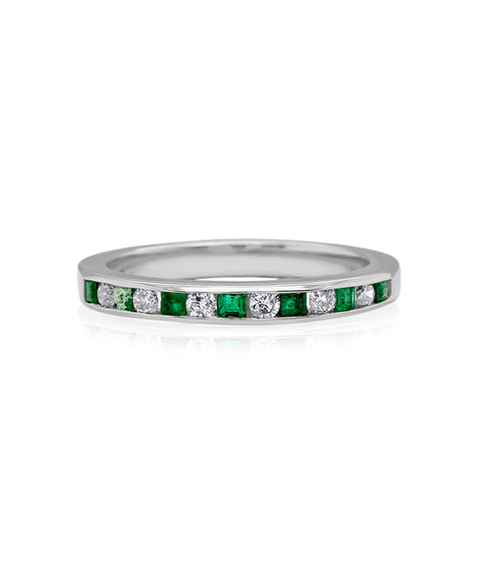 Emerald and Diamond Stacking Ring