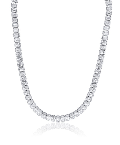 Emerald Cut Diamond Bezel Necklace