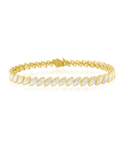 Waves of Gold Marquise Diamond Bracelet