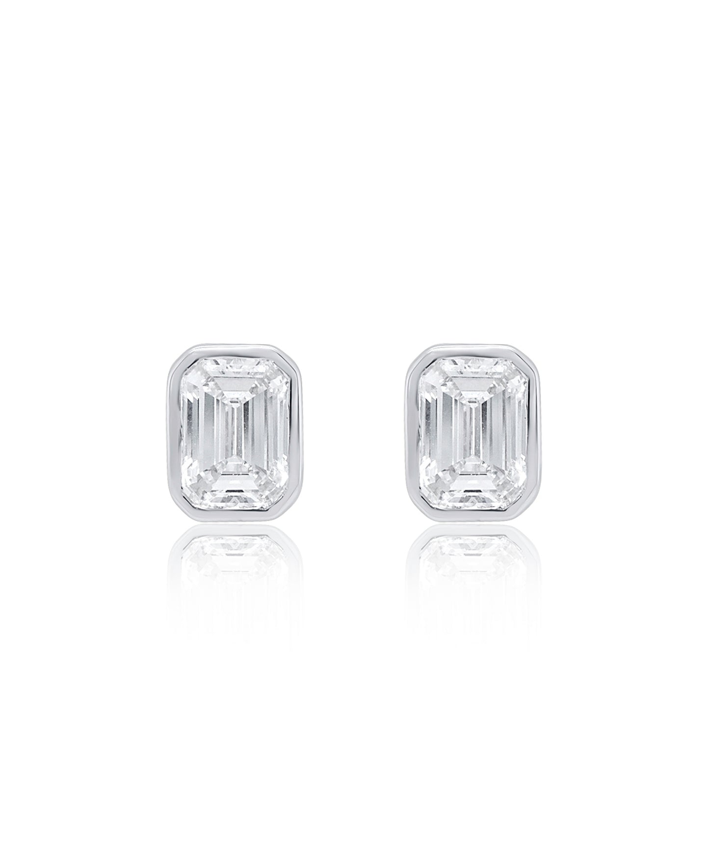 Mini Emerald Cut Diamond Studs