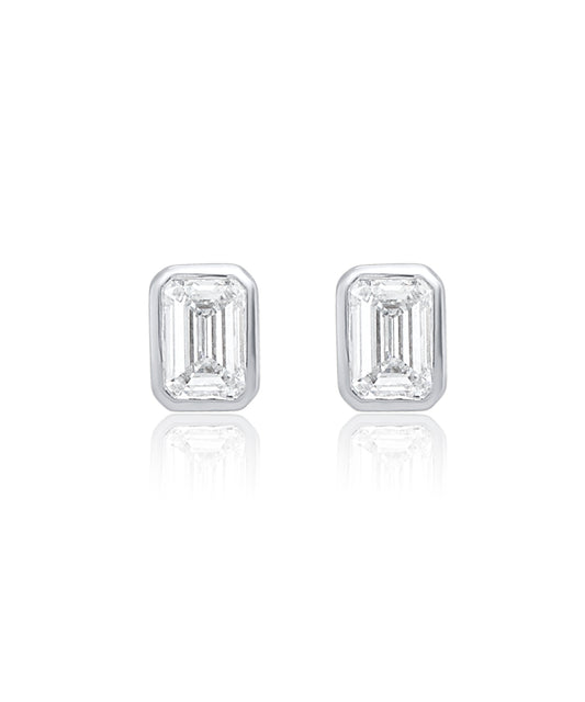 Emerald Cut Diamond Studs