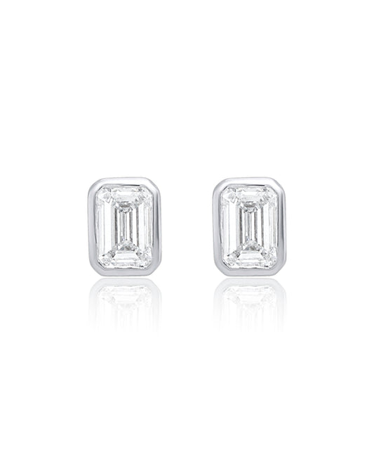 Emerald Cut Diamond Studs