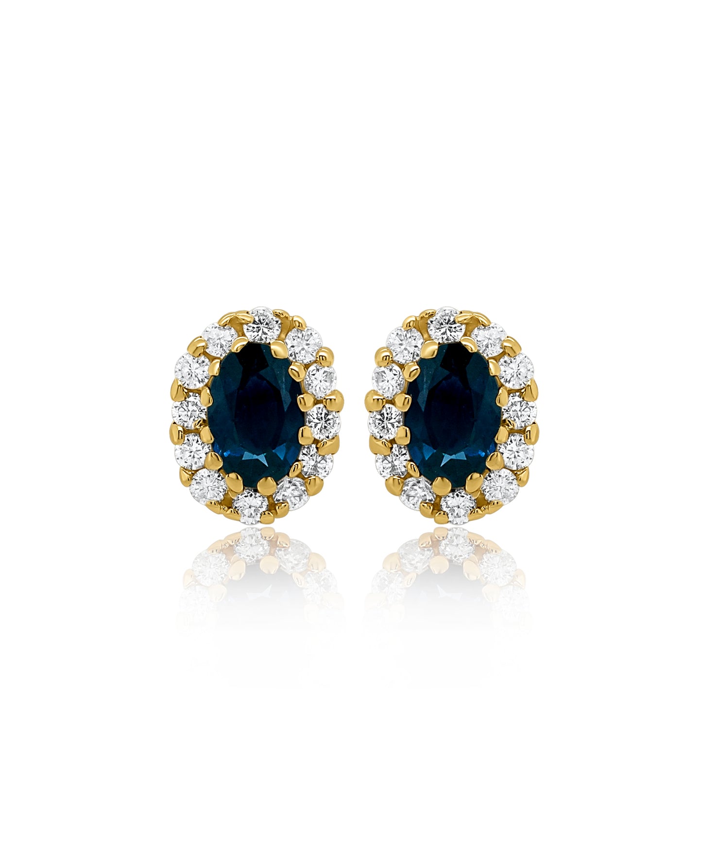 Elongated Sapphires with Diamond Halo