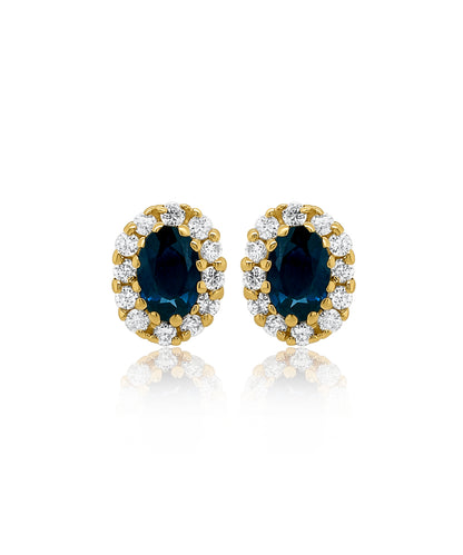 Elongated Sapphires with Diamond Halo