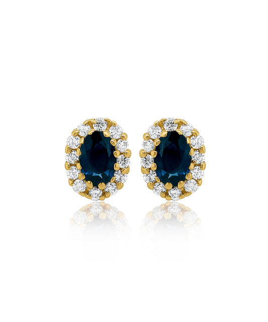 Elongated Sapphires with Diamond Halo