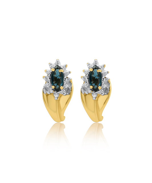 Golden Leaf Sapphire Earrings