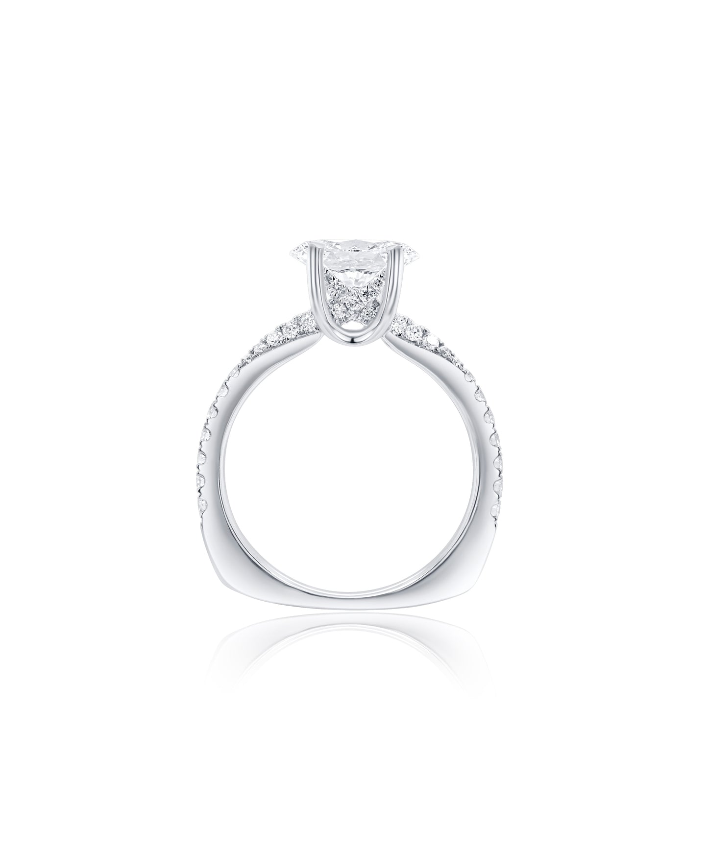 East West Oval Cut with Pave Diamond Band