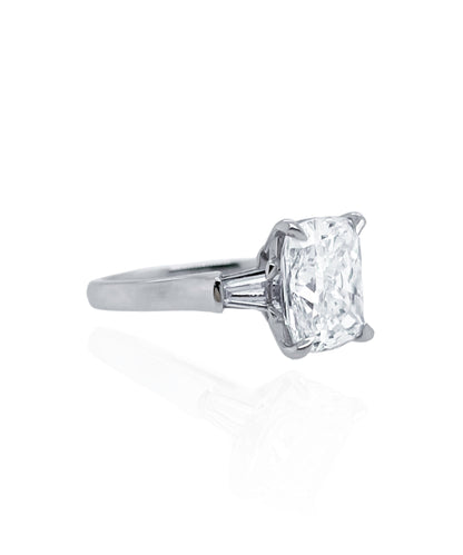 3.72ct Elongated Cushion with Tapered Baguettes